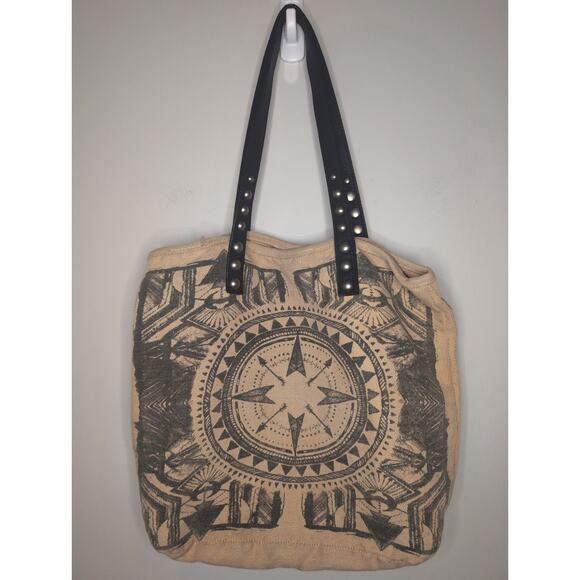 Free People Handbags - Free people rustic compass jute studded handle bag